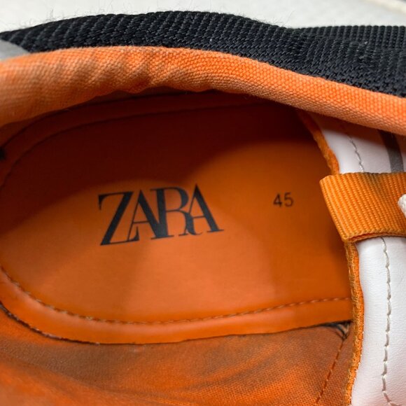 Zara Mens  Size 11.5 Black Constrasting Casual Sneakers With Gum Sole - Picture 4 of 7